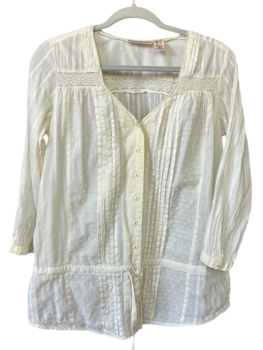 DKNY Cream Lace-Trim Tunic Top